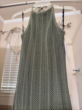 Guess Olive Sage Knit Halter Midi Dress